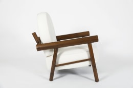 Attributed to Charlotte Perriand, pair of armchairs, single chair side view