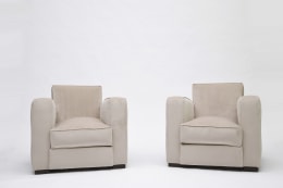 Jacques Adnet pair of club armchairs front view