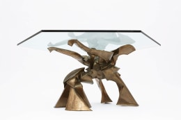 Caroline Lee's &quot;La faiseuse d'amour&quot; sculptural dining table view from below with glass top