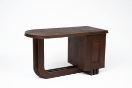 Francisque Chaleyssin's wooden desk back diagonal view