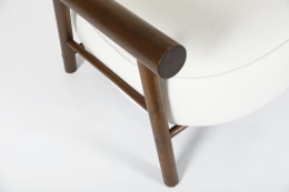 Attributed to Charlotte Perriand, pair of armchairs, detailed view of arms on single chair