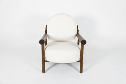 Attributed to Charlotte Perriand, pair of armchairs, single chair front view from above