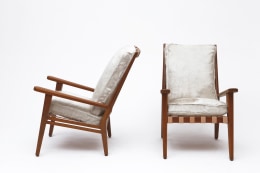 Jacques Adnet's armchair side and front view