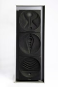 Edgard Pillet's ceramic wall sculpture, full straight view with frame