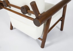 Attributed to Charlotte Perriand, pair of armchairs, detailed view of back structure on single chair