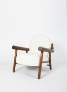 Attributed to Charlotte Perriand, pair of armchairs, single chair full diagonal view