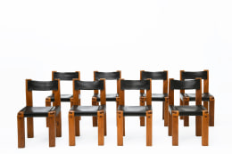 Pierre Chapo's Set of eight &quot;S11E&quot; chairs straight view of all chairs