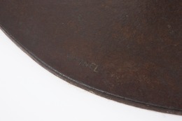 Michel Pinel's iron sculpture, detailed view of signature on base