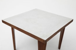 Pierre Jeanneret's square table detailed view of top of formica table top