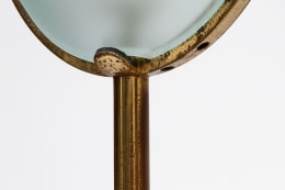 Max Ingrand/Fontana Artes' glass and brass floor lamp, detailed view of brass frame