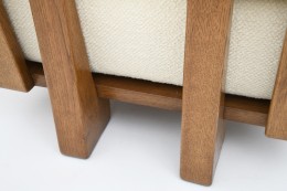 Guillerme &amp; Chambron four seat sofa detail of upholstery and wood frame