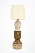 Georges Pelletier's ceramic table lamp, full straight view (vertical image)