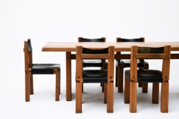 Pierre Chapo's Set of eight &quot;S11E&quot; chairs install view of chairs with Chapo's dining table