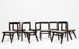 Pierre Jeanneret's set of 8 demountable chairs view of all chairs