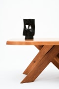Pierre Chapo's &quot;T35C&quot; dining table installation view cropped with Alexander Noll's sculpture on top