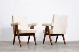 Le Corbusier &amp; Pierre Jeanneret's &quot;Committee&quot; armchairs, diagonal front and diagonal back views