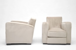 Jacques Adnet pair of club armchairs side and front view