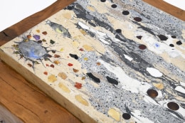 Paul Becker's coffee table stone and glass inserts detail