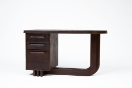 Francisque Chaleyssin's wooden desk diagonal view
