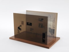 , JOHN CAGE&nbsp;Not Wanting to Say Anything About Marcel Plexigram VII,&nbsp;1969&nbsp;Screenprint on eight Plexiglas panels with walnut base&nbsp;14 x 20 x 1/8 in. (35.6 x 50.8 x 0.3 cm)&nbsp;