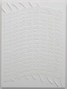 , MICHELLE GRABNER, Untitled, 2014 Burlap and gesso on panel 32 x 24 in.