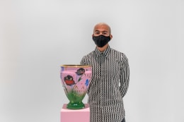 The artist with&nbsp;Narcissus Vessel II&nbsp;(2020)