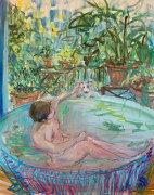 Deborah Brown Bathtub Self-Portrait with Zeus V, 2020