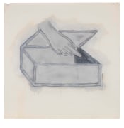 Hand with Box, 1980, Graphite, spray enamel and oil-based enamel on paper