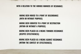 Lawrence Weiner, WITH A RELATION TO THE VARIOUS MANNERS OF RESONANCE
