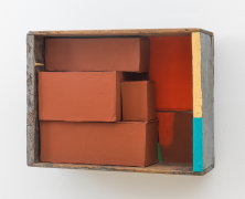 Yellow + Blue Stick, 2002, wooden box, cardboard boxes, flashe, housepaint