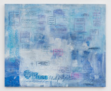 In This Thing Together (Blue Columbarium), 1996-2021, wax oil crayon and acrylic on muslin