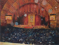 The Dalai Lama Teaching the Diamond Cutter Sutra and Seventy Verses on Emptiness at Radio City Music Hall Oct 14, 2007, 2008, oil on linen