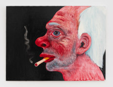 Smoker, 2025 oil on masonite