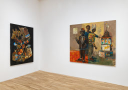 Installation view of Joseph Olisaemeka Wilson,&nbsp;Hard Times and Silver Teeth at the Spicewood County Casino, January 10 &ndash; February 22, 2025