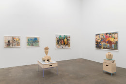 Genesis Belanger, Melissa Brown, Roy De Forest, Mimi Gross, curated by Dan Nadel, installation view at Derek Eller Gallery, New York