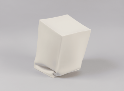 Recumbent Cube #6,, 2019, unglazed porcelain