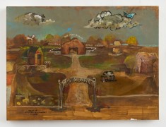 Untitled (Miniature model of the larger Map of Wali&#039;s Peculiar Farm), 2023, oil on panel