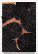 Alyson Shotz, Darkness and Light, 2020, recycled rubber bicycle inner tubes, copper nails, copper washers, wood, 72.5 x 49 x 3.5 inches