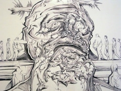 Darwin Statue (Survival of the phattest), 2005 (detail)&nbsp; &nbsp; &nbsp; &nbsp; &nbsp; &nbsp;, ballpoint pen on paper
