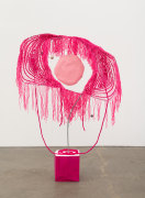 Untitled, 2022, metal, yarn, plaster, acrylic polymer, canvas, and bread balls