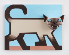Siamese Cat, 2022, glazed ceramic, acrylic on wood