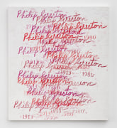 Red Guston, 2022, wax oil crayon and acrylic on muslin