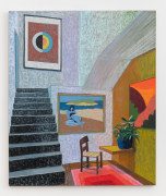 Luis Barragan Inspired Interior with Hilma af Klint &amp;amp; Milton Avery, 2021, oil stick, oil pastel, Flashe on linen