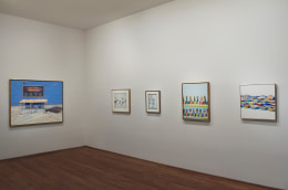 Installation view of Wayne Thiebaud: A Retrospective at Acquavella Galleries from October 22 - November 29, 2012.