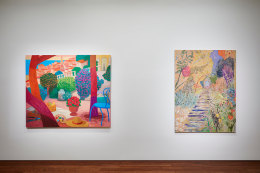 Works by Daniel Heidkamp and Hayley Barker on view in&nbsp;Unnatural Nature: Post-Pop Landscapes,&nbsp;on view in the New York gallery April 21 - June 10, 2022.  Installation view by Kent Pell.