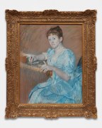 Mary Cassatt, detail of&nbsp;Mrs. Alexander J. Cassatt in a Blue Evening Gown Seated at a Tapestry Frame, 1888, pastel on paper, 32 x 25 inches (81.3 x 63.5 cm)