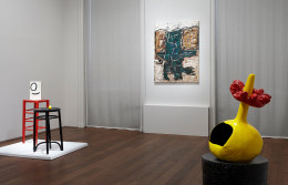 Installation view of Riopelle | Mir&oacute;: Color at Acquavella Galleries from October 1 - December 11, 2015.