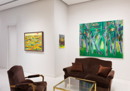 Works by Jon Joanis, Nicole Wittenberg, and Jennnifer Coates on view in&nbsp;Unnatural Nature: Post-Pop Landscapes,&nbsp;on view in the Palm Beach gallery April 15 - May 25, 2022.  Installation view by Kent Pell.