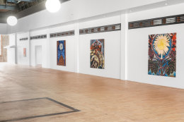 Installation view of Francesco Clemente, Twenty Years of Painting: 2001 &ndash; 2021, Presented by Vito Schnabel Gallery and Alexander Dellal at the Old Santa Monica Post Office;&nbsp;Artworks &copy; Francesco Clemente; Photo by Elon Schoenholz; Courtesy the artist and Vito Schnabel Gallery