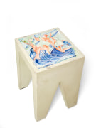 Lola Montes light green stool with ceramic painted top